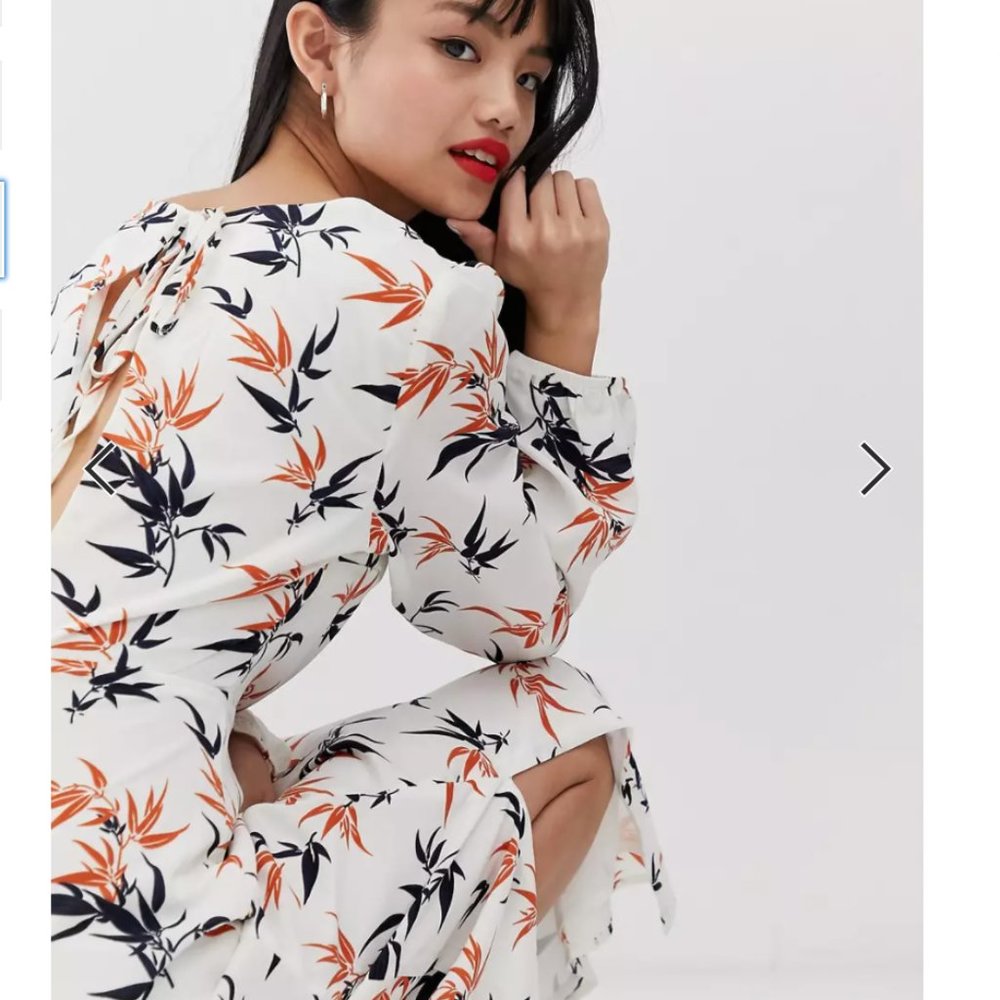 Midi tea dress in palm print NWT